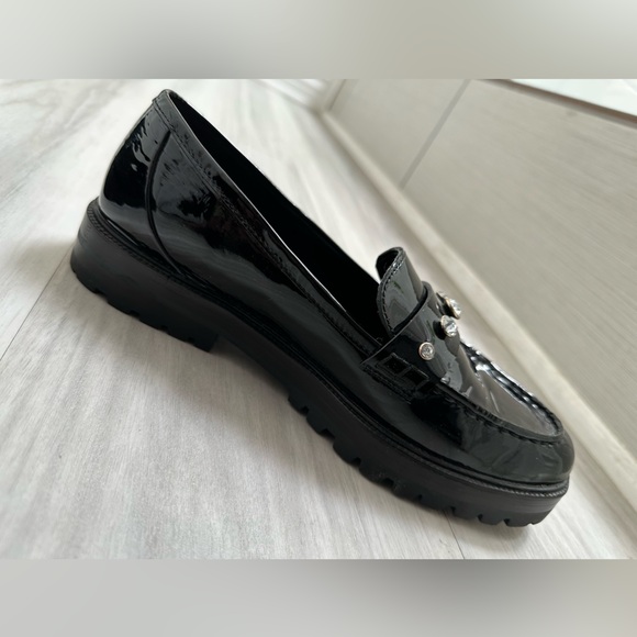Kate Spade Patent Black Loafers with Rhinestone Accents - Picture 6 of 16